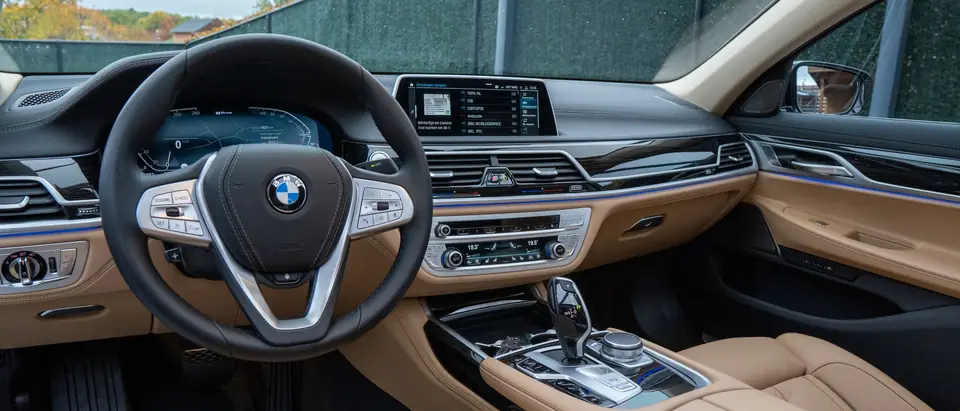 Luxury dashboard and windshield in daylight