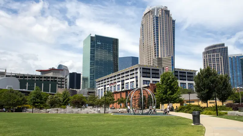 Uptown Charlotte towers seen from Romare Bearden Park